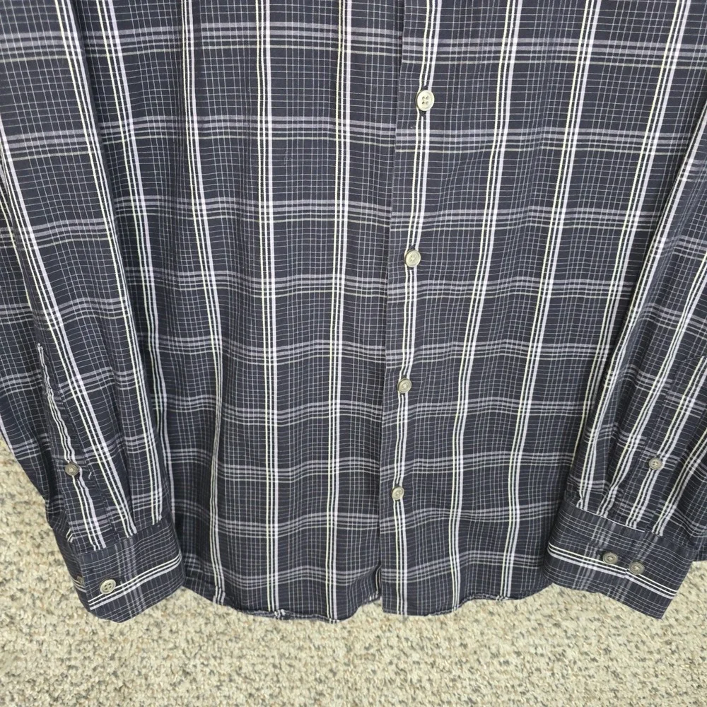 Banana Republic Dress Shirt Mens‎ 15-15.5 Blue Plaid Button Up Cotton Career
